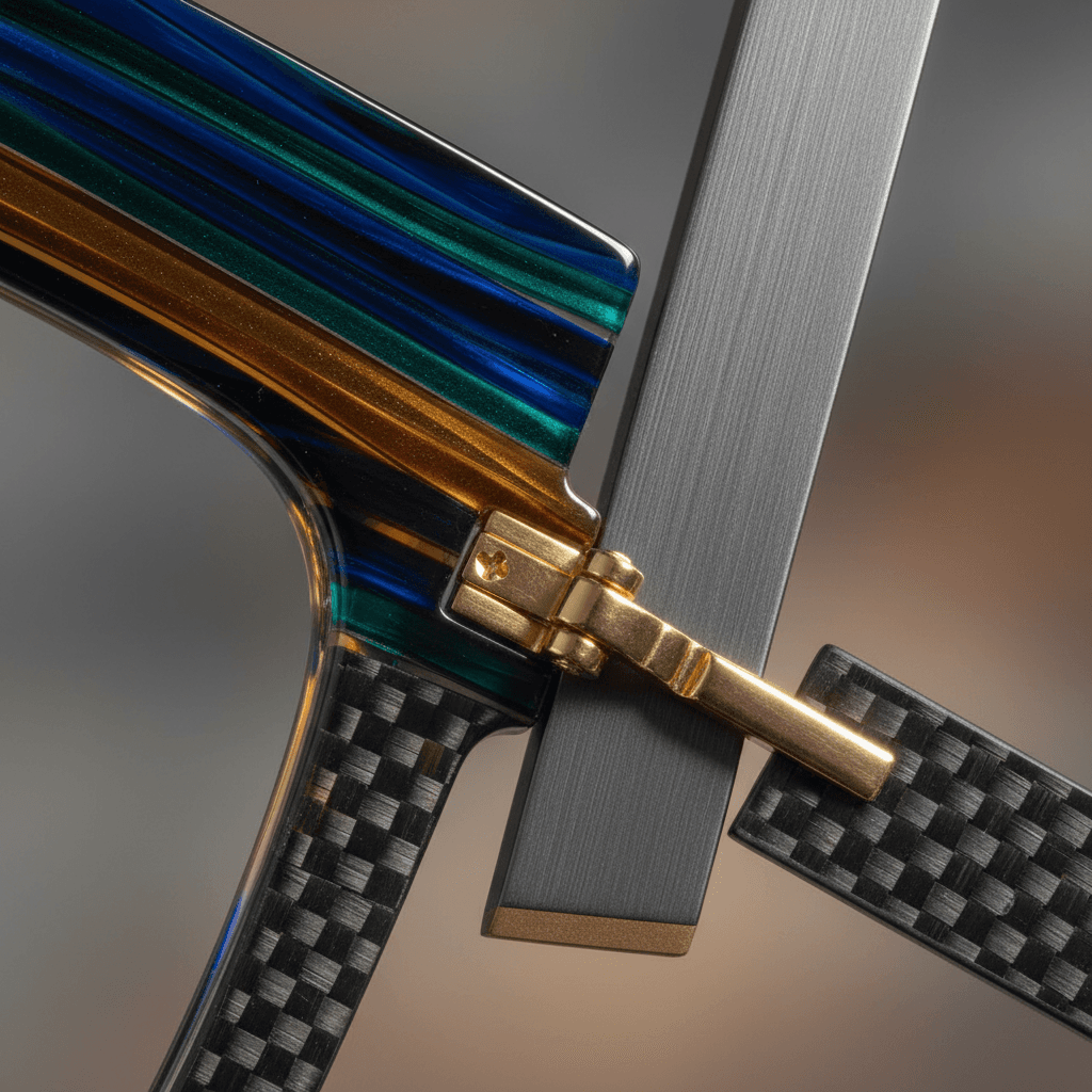 Close-up detail of eyewear frame texture and material