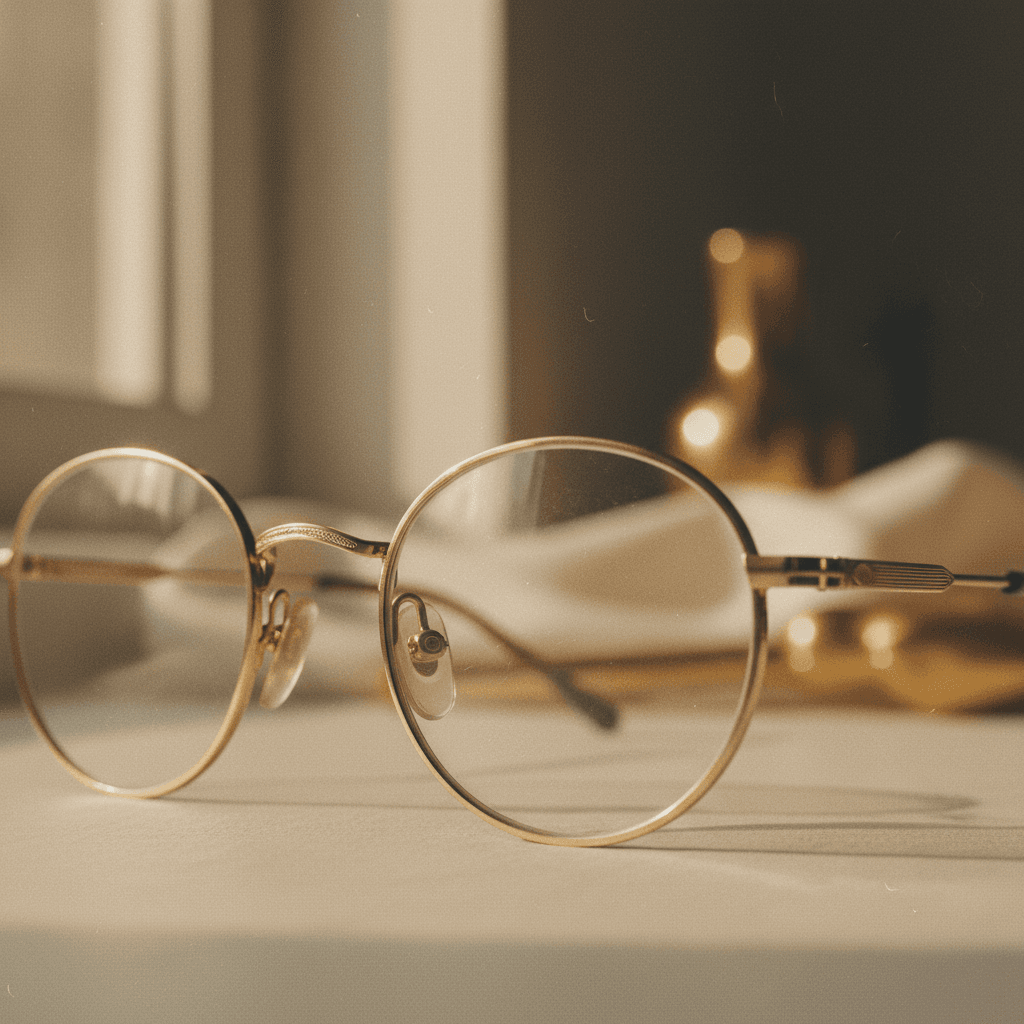 Round gold wire-frame eyeglasses